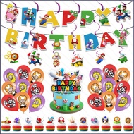 Super Mario theme kids birthday party decorations banner cake topper balloons set supplies