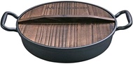 Casserole Cast Iron Frying Pan, Saucepan Non Stick Pizza Pan with Double Handle and Wooden Lid Induction Pot 30cm Black Frying Pan interesting