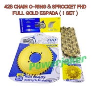 (1 SET 428 O-RING ESPADA) LC135/Y125Z/125Z ZR/RXZ/Y16 Y15 (4 Lubang) Sprocket Spoket FHD & Chain Ran