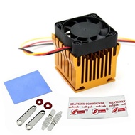 (IMPORT) Golden DIY Aluminum Northbridge Heatsink Cooler Motherboard Radiator with 40mm Fan 12V 40x4