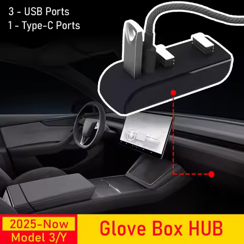 Glove Box Docking Station for Tesla Model 3 Y 3+ Y Juniper USB Hub Ports Car 4-in-1 USB Extender Cha