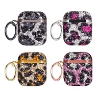Glitter Leopard Diamond Earpods Case for Airpod 4 3 2 1 Airpods Pro 2 Luxury Shockproof Earbuds Cove