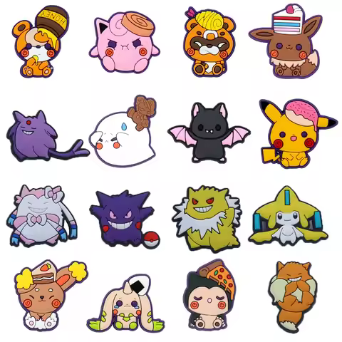 Single sale New Pokemon PVC shoe Charms Accessories Decorations Buckles Classic Clog Fit Bands Brace