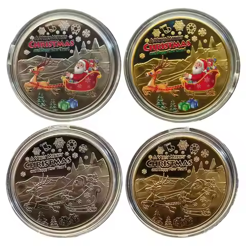 4/1pcs Christmas Commemorative Coin Collectible Coin New Year Souvenir Coin Festive Santa Clauss Sle