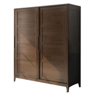 找得 - 北歐簡約實木推拉移門衣櫃雙門原木衣櫥衣柜（胡桃色 熱銷款 120CM單衣櫃 包安裝）17060