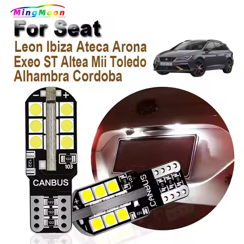 2Pcs T10 LED License Plate Bulbs For Seat Leon 1M 1P 5F Ibiza 6L 6J 6P Alhambra Altea Ateca Arona Ex