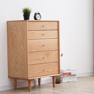 Solid Wood Chest of Drawers Black Walnut Drawer Cabinet Nordic Simple White Oak Five-Drawer Cabinet 