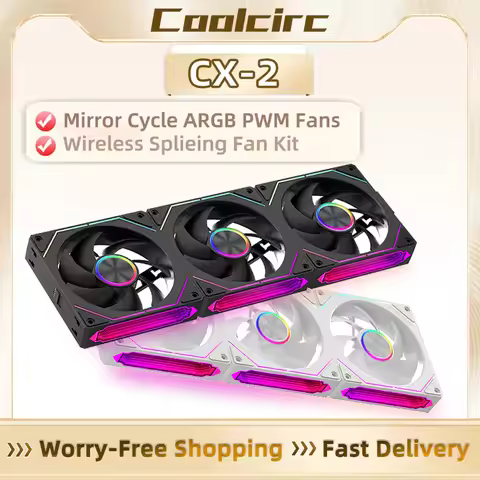 COOLCIRC CX-2 Computer Chassis Fan 120mm 5V 3-pin ARGB Cooler 12V/4PIN PWM 800-2000 RPM 3-in-1 Quiet