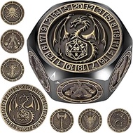 DND Spinner Dice, 3D Hexagon Relief Design, 8-in-1 Metal Dice Set, D&D Polyhedral Rotating Game Dice