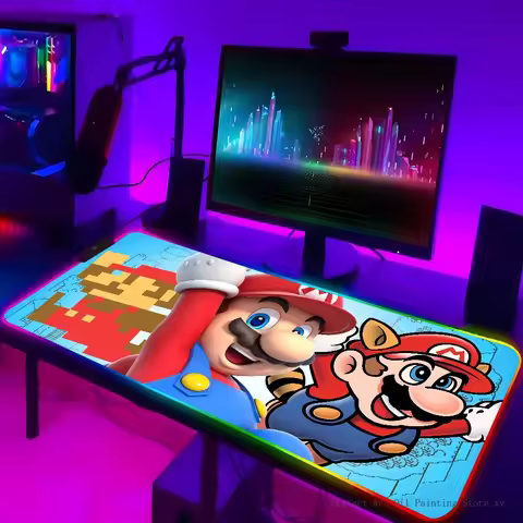 1pc Anime Cool Game S-Super M-Mario Bros XXL RGB Gaming Mouse Pads HD Black Gamer Accessories Large 