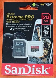 Sandisk extreme PRO microSDXC UHS-l card with adapter 512GB