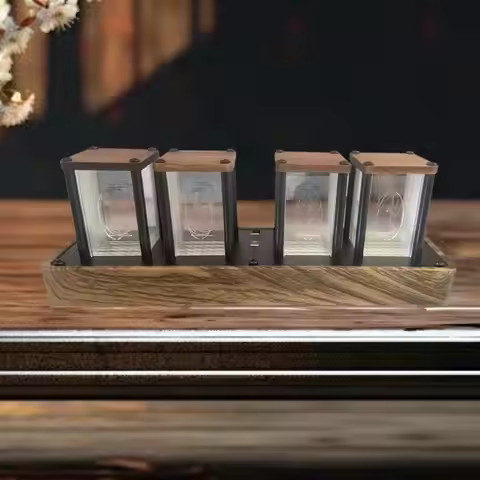 Creative Nixie Tube Clock RGB Night Light Digital Alarm Clock Desktop Decoration for Bedroom Table