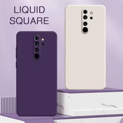 Original Square Liquid Silicone Cute Case for Xiaomi Redmi Note 8 Pro Full Protective Back Cover Not