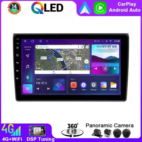 Android 14 QLED Car For Audi A4 B6 B7 8E 8H S4 RS4 8E 8F B9 B7 RNS-E SEAT Exeo Auto GPS Radio Wirele