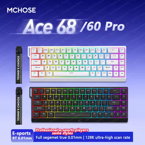 Mchose Ace68 Ace 60 Pro Wired Gaming Magnetic Keyboard 8000Hz SOCD/Rs 0.08ms 256K Scan Rate RT 0.001
