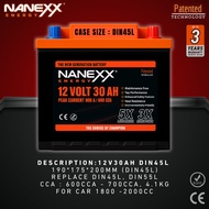 12V 30AH DIN45L (MIN 600CCA) NANEXX HIGH PERFORMANCE BATTERY