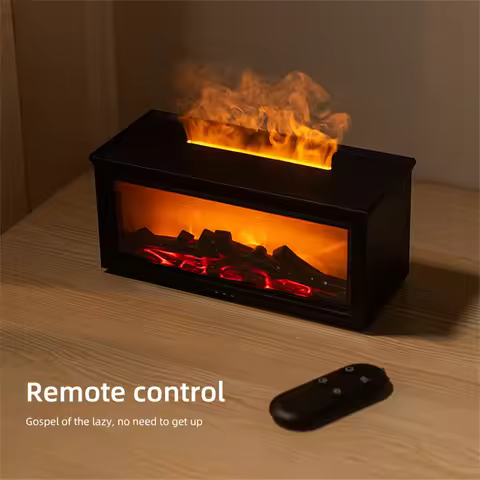 Retro Fireplace Silent Aroma Diffuser 3D Simulated Fireplace Flame Humidifier Home Desktop Humidifie