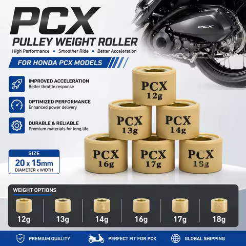 6pcs, pcx Variator Roller Weight, 20x15mm, Available in 12/13/14/16/17/18g, Compatible with PCX Moto