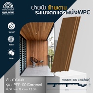 WOOD OUTLET (คลังวัสดุไม้) ระแนงไม้เทียม ฝาผนัง ฝ้าเพดาน WPC รุ่น PFF-001 สีคาราเมล (ความยาว300cm ต้