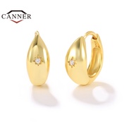 CANNER 925 Sterling Silver Gold Plated Star Round Piercing Ear Hoop Earrings for Women Huggie Earing