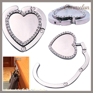 [Carmelun] Heart Shape Folding Bag Hanger Hook Crystal Purse Handbag Holder Table Fold Hook