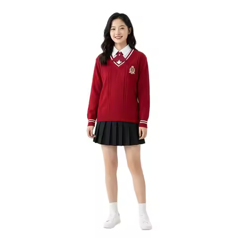 THEEPER Preppy Style JK School Uniform Set, Women Men Knit Sweater Vest Shirt Pleated Skirt JK Unifo
