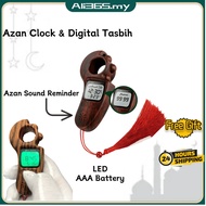 Jam Azan Clock LED Tasbih Digital AthanCounter Finger Pary Watch Reminder Hijri Calendar Backlight