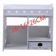 2021Doll House Mini Furniture Bedroom Children Play House Double Bed Wooden Fabric Bed BJD Doll Bed