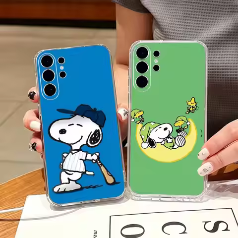 O-l Snoopy Phone Case For Samsung S25,S24,S21,S22,S23,S30,Ultra,S20,Plus,Fe,Note,10,9,5G Transparent