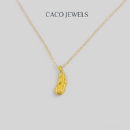 CACO 999 Pure Gold Pendant Necklace with 18K Gold Plated Chain "Feather (Necklace)" (1 Piece)