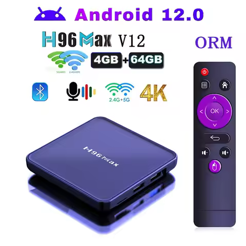 Android 12 TV Box H96 Max V12 4GB 64GB 4K Hd 2.4G 5G Wifi BT4.0 HDR USB 3.0 3D H.265 Receiver Media