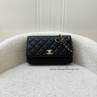 (Pre-loved) Chanel Ribbon Chain Wallet on Chain WOC in Black Caviar LGHW