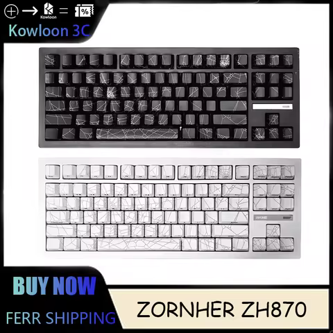ZORNHER ZH870 Mechanical Keyboard Gaming Bluetooth 2.4G Tri-Mode Customized Office Topo Topographic 