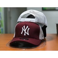 [HOT SELLER] Topi Unisex Hat NY Yankees MLB Trucker Cap (Maroon White) [TERLARIS]