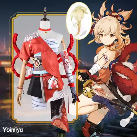 Genshin Impact Yoimiya Cosplay Costume Adult Carnival Uniform Wig Anime Halloween Party Costumes Mas