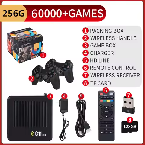 G11 Pro Video Game Box Console Dual System TV Console 64G/128G/256G 4K Output Built in 60000 Games f