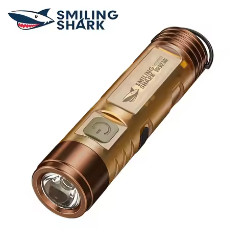 SMILING SHARK Magnetic Rechargeable Flashlight Portable Mini Strong Work Light Long Runtime with Hoo
