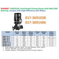 Shimge 3 Phase 415V Vertical Inline Centrifugal Pump IE3 Motor TB Series