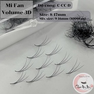 3D eyelash extension fan box of 500 fans-mix 1000 fans(9-16)