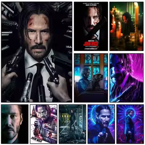 1PC JOHN WICK Poster Self-adhesive Art Waterproof Paper Sticker Coffee House Bar Room Wall Decor