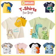 Kids Boy Cotton T-shirt Tops Toddler Short Sleeve Shirt Round Neck Thin Dinosaur 2 to 7 years old