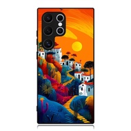 Case Samsung S25 S24 S23 S22 S21 S20 S10 S9 S8 S7 Ultra Plus Edge Lite TPU Custom Village Paint Art