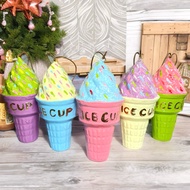 3pcs Ice Cream in a Cone ChristmasTree Ornaments Decorations-Fiber Resin Size: 5 inches - 6.5 inches
