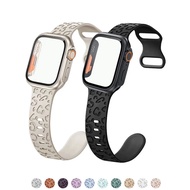 "Case + Strap For iWatch Band 45mm 44mm 41mm 40mm 38mm 42mm Leopard Silicone Bracelet iWatch 3 4 5 6 Se 7 8 9 Change To Ultra Case "