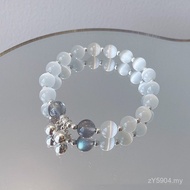 Little Fairy Good Luck Bracelet s925 Bracelet White Sterling Silver Opal Bell Clear Bracelet Moonlig