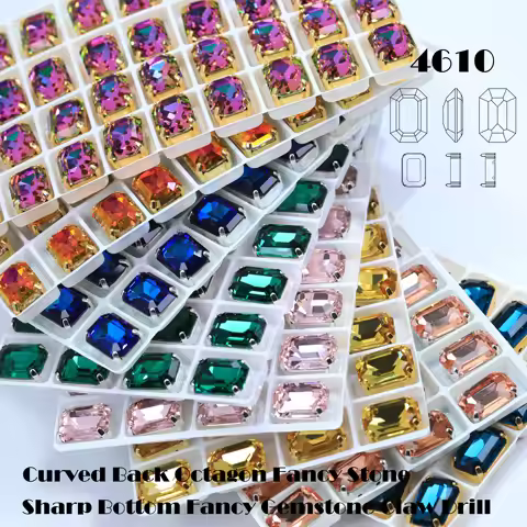 Cushion Octagon Fancy Stone Rhinestone Octagon Crystal Stone Shiny Glass Fancy Stone Bags Shoes Jewe