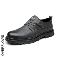 รองเท้าผู้ชาย ป้องกันการลื่น รองเท้าหนังลําลอง สุภาพบุรุษ ย้อน ยุค สไตล์อังกฤษ รองเท้าหนัง