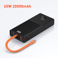 Baseus 65W พาวเวอร์แบงค์20000MAh พร้อม Type C สายเคเบิลสองทางสำหรับศัพท์และโน๊ตบุ๊คชาร์จเร็วสามพอร์ต