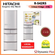 Hitachi R-S42RS Premium N Series 5-door Fridge -- Made In Japan 319L with free gifts -1.0L RICE COOKER RZ-PMA10Y