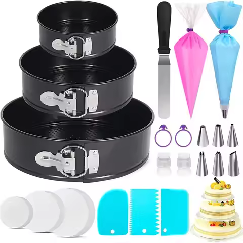4/7/9Inch Carbon Steel Cake Mold with Latch Nonstick Cake Tin with Removable Bottom Cake Pan Brownie